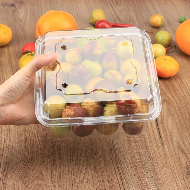 
Disposable Plastic Blister Vegetable Salad Fruit Packaging Trays Supermarket Clear Fruit Containers Clamshell Punnet With Lid 