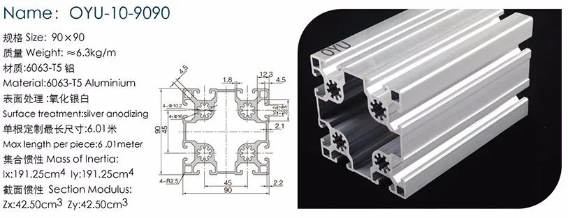 9090 г. европейский стандарт Т-образный профиль из экструдированного сплава 90x90 промышленные алюминиевые профили