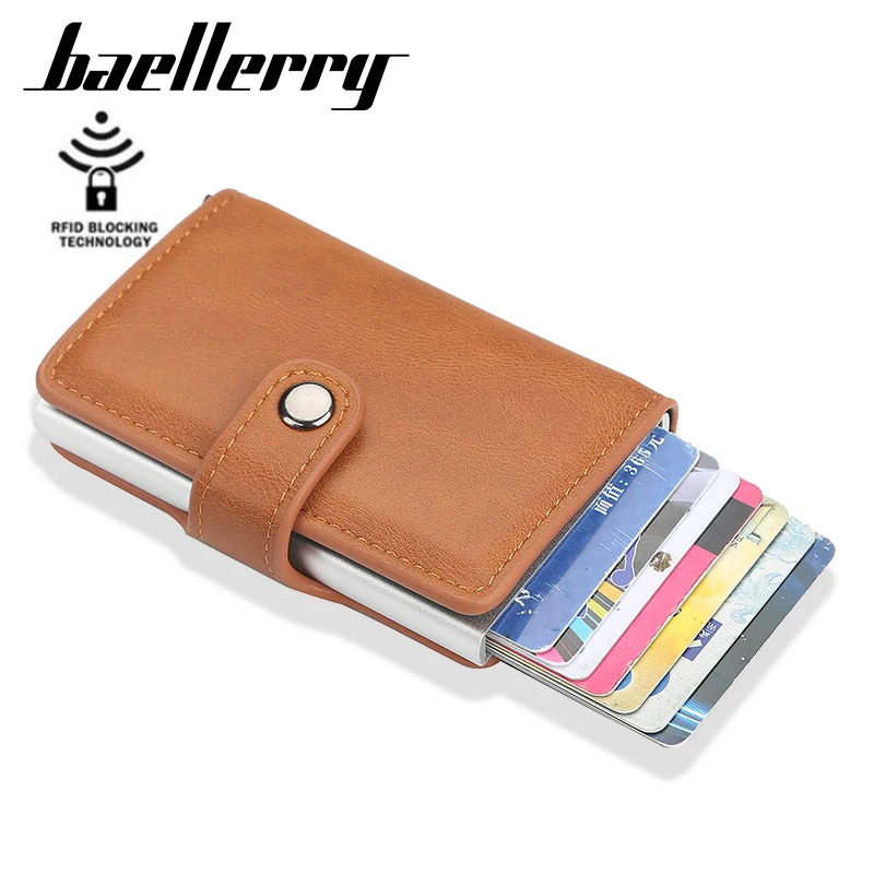 New Multi-card Double Aluminum Card Holder PU Leather Automatic Pop Up Credit Card Holder RFID Blocking Wallet