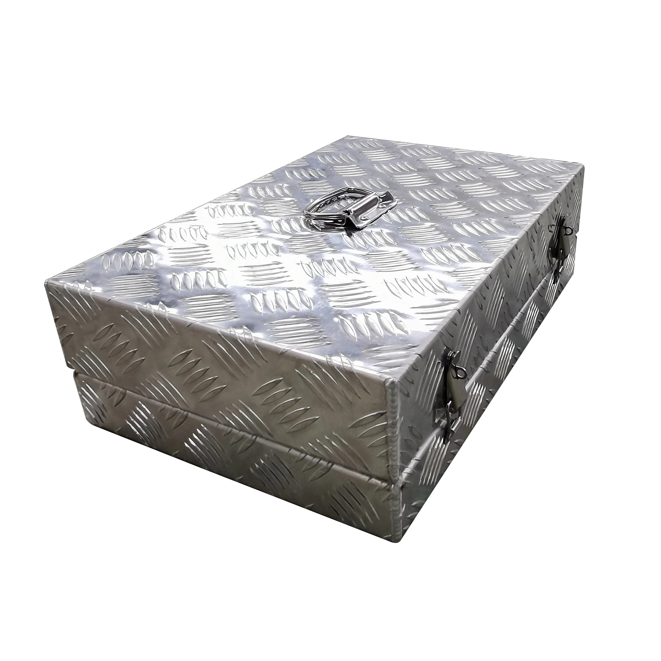 Custom Aluminum Bar Tread Tool Truck Storage Organizer Box for Trailer Toolbox with two doors