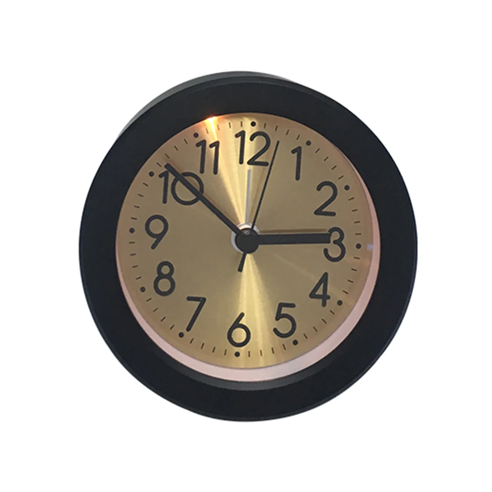 EMAF Custom Gravity Sensing Table Round Silent Sweep Movement Analog Clock Aluminum Metal Night Light Quartz Snooze Alarm Clock