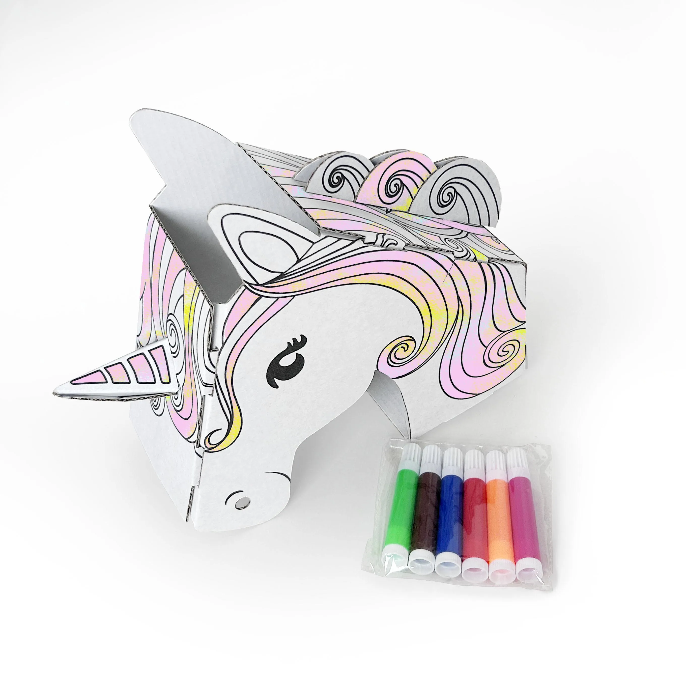 Eco-friendly Kids DIY Cardboard House Set Kids Playhouse Painting Toys Draw Cardboard House