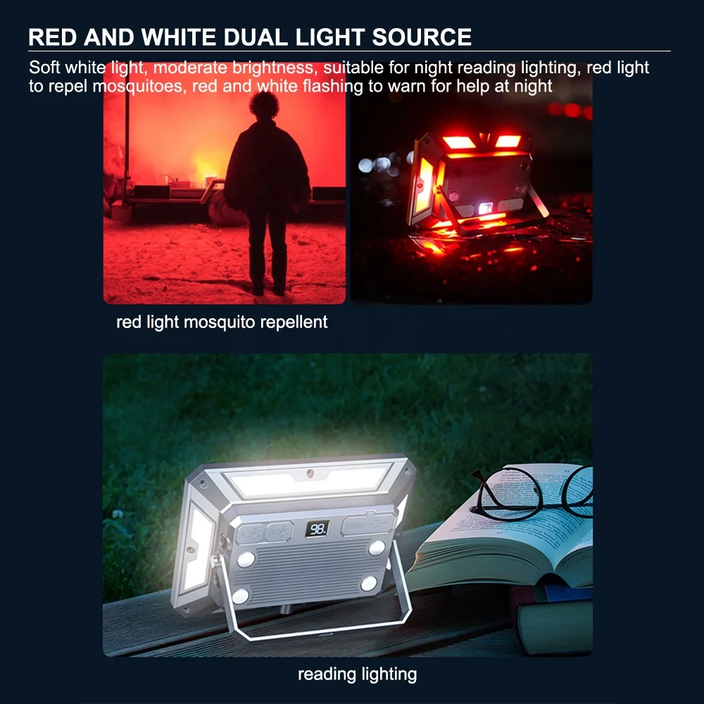 KXK-686 Camping Lamp Portable Rechargeable Outdoor Lighting Aluminum Panel Work Light COB Powerful LED Camping Light