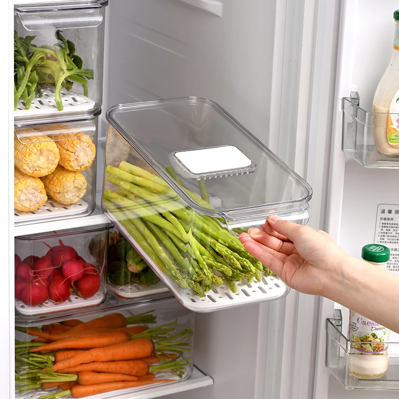 Kitchen Pantry Stackable Drawer Box Refrigerator Storage Fruit Vegetable Box pull out fridge storage organizer with lids