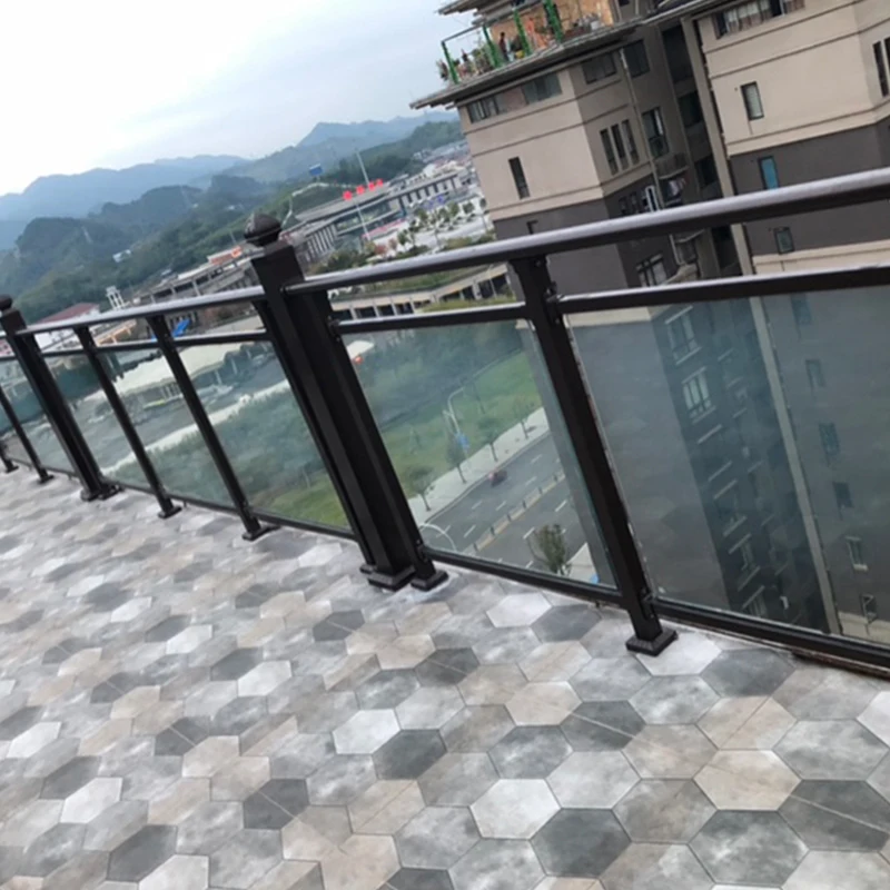 Glass guardrail villa balcony terrace outdoor railing handrail staircase welded all aluminum glass fence
