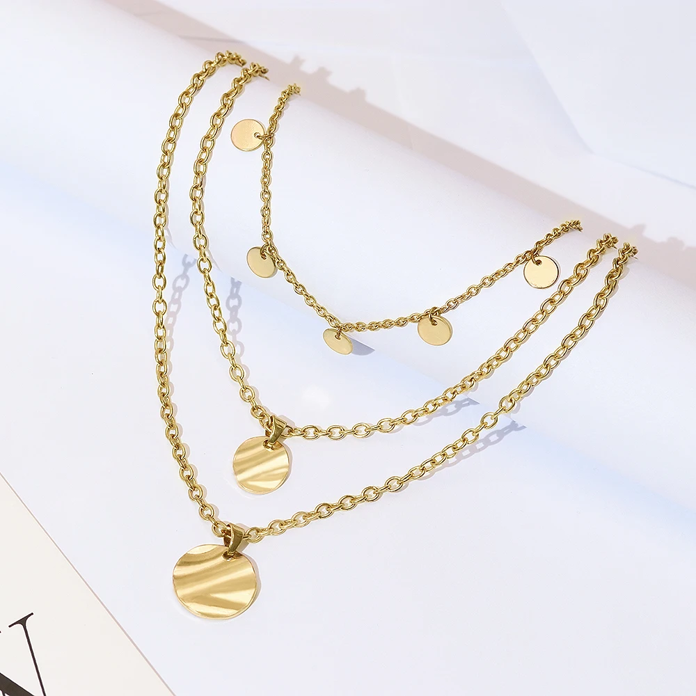 Homemade ins style jewelry multi-layer chain head coin Alloy necklace niche design clavicle chain for gift and women