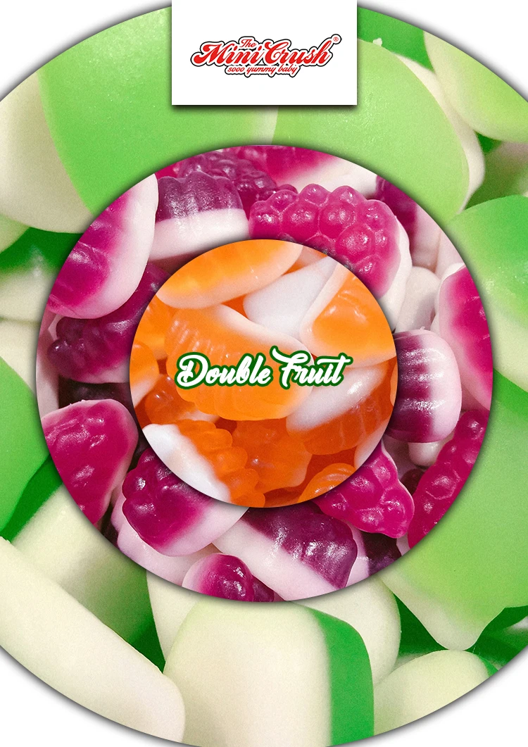 Wholesale delicious Sweet Soft Candy  Double Tangerine shaped Gummy Candy in Jar