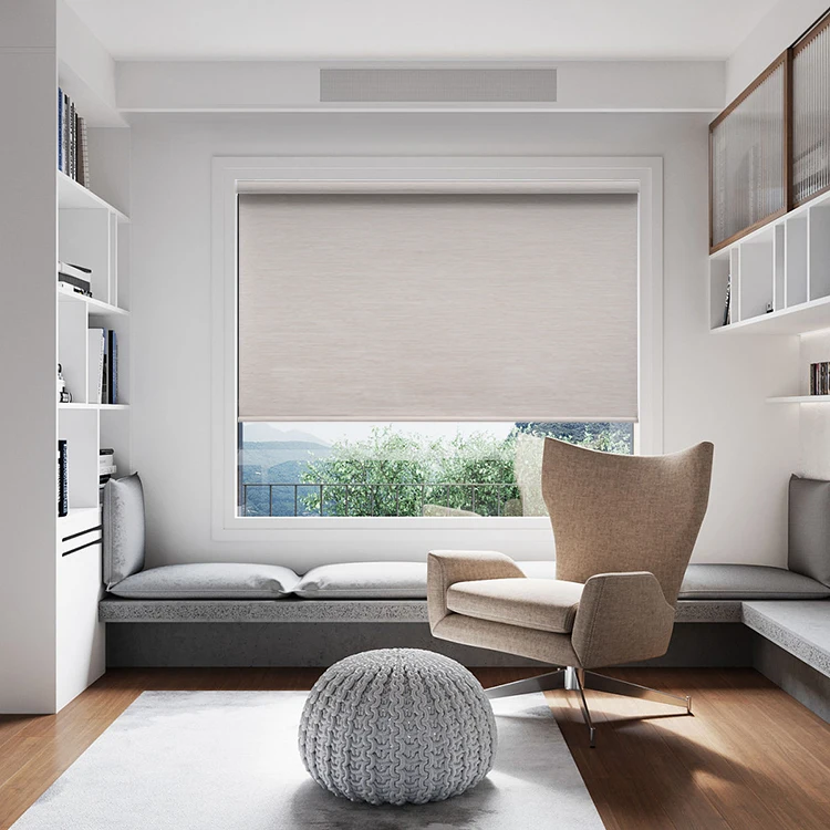 Bedroom Blackout Smart Roller Shade Electric With Remote Solar Powered Automation For Window Roller Blinds Indoor Motorized