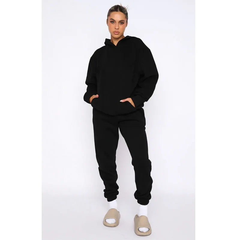 Fall 2023 Women Clothes Pullover Oversized Hoodie And Jogger Set Tracksuit Terry Cotton Sweatsuit Sweatpants And Hoodie Set