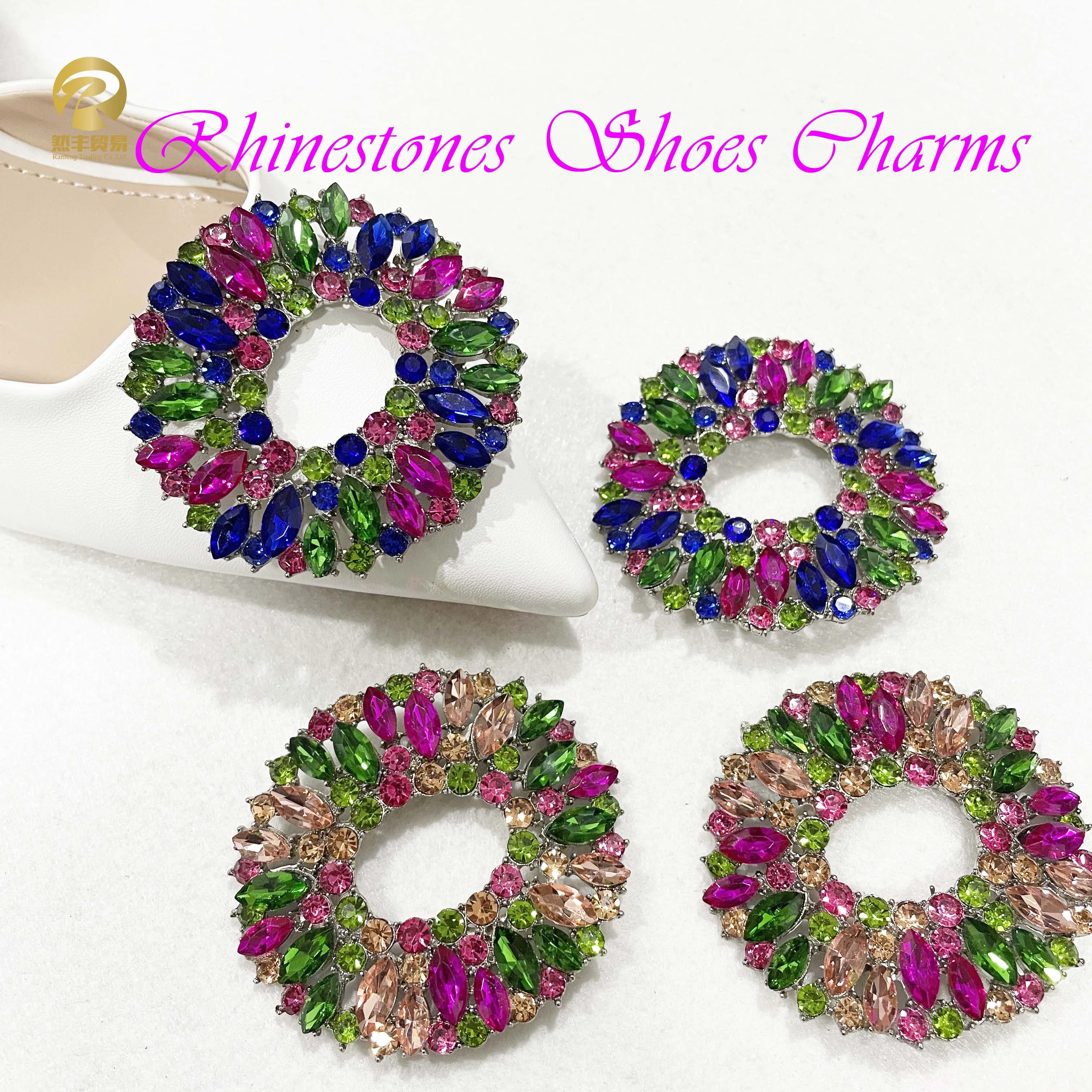 2023 Summer  Shoes Charms Rhinestone Shoes Buckle Metal Accessories Heel Colorful Crystal Charms Decoration Accessories