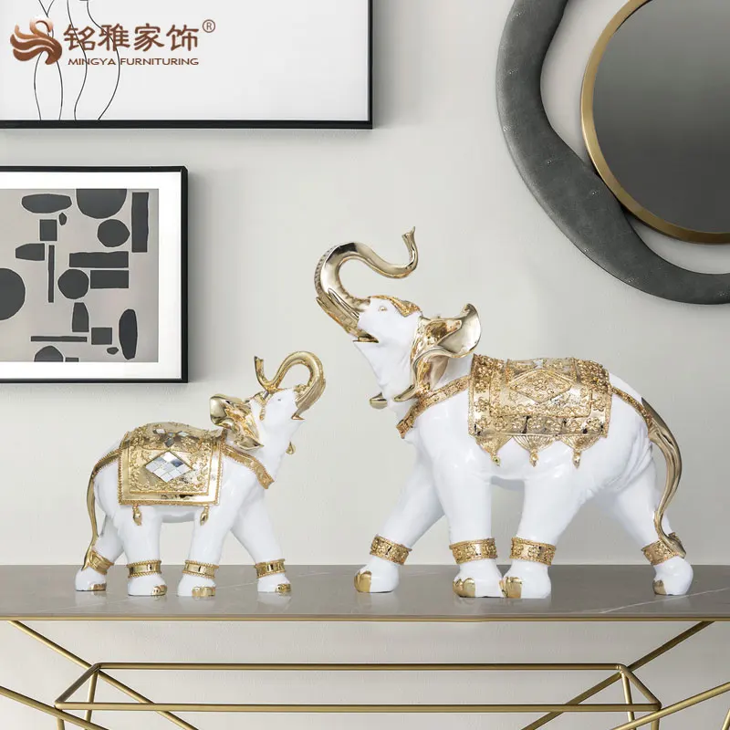 Indian Style Feng Shui Decoration Thai Elephant Resin Statue Animal Sculpture