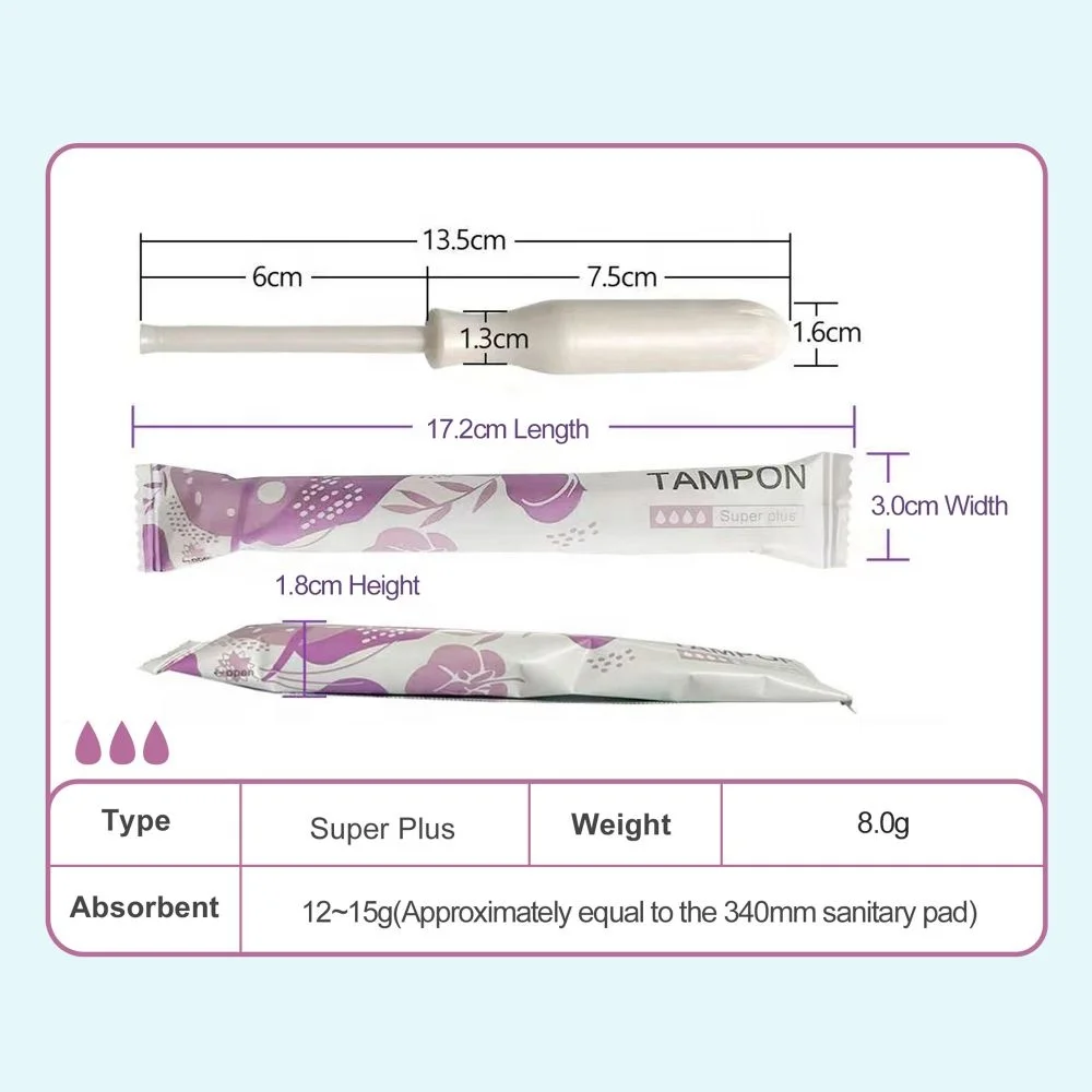 Wholesales 100% organic cotton tampons applicator Biodegradable Tampon for women