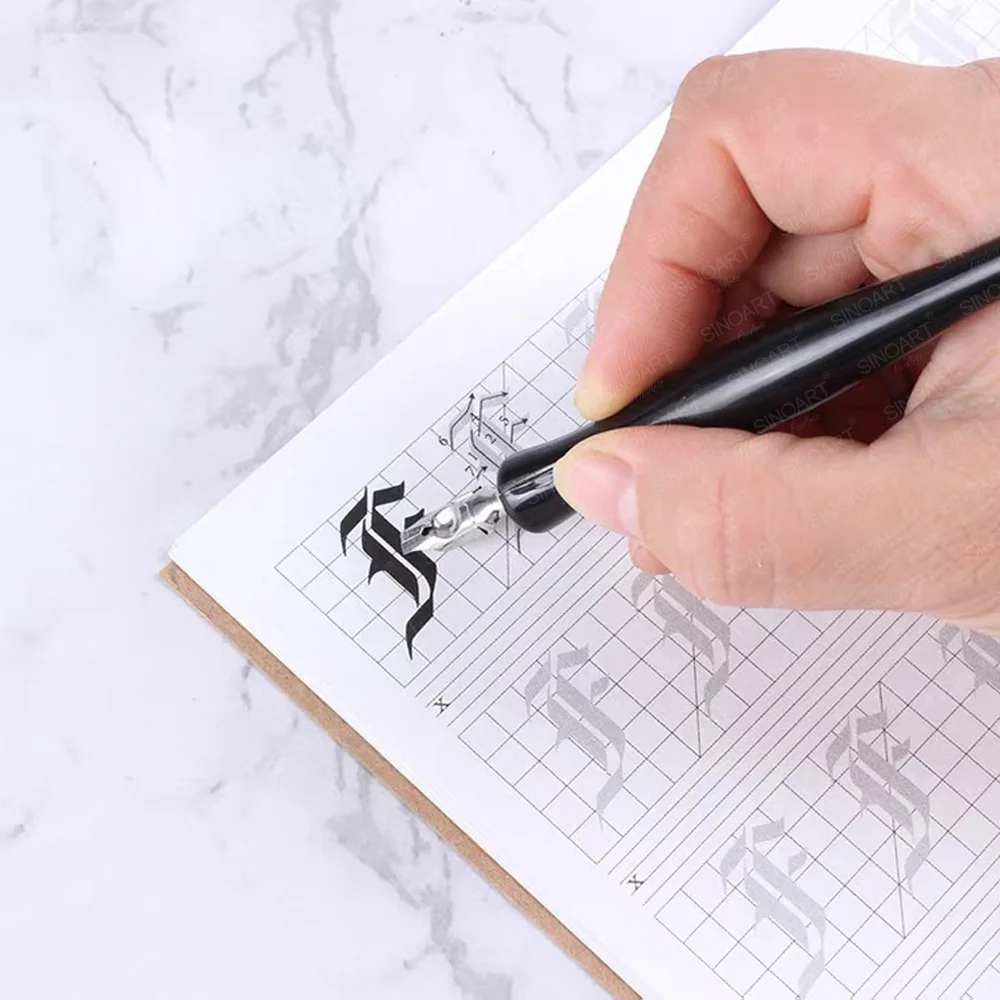 SINOART Oblique Calligraphy Pen Set With 5 Replaceable Nibs Comic Dip Pen Set Stainless Steel Calligraphy Pen Nibs