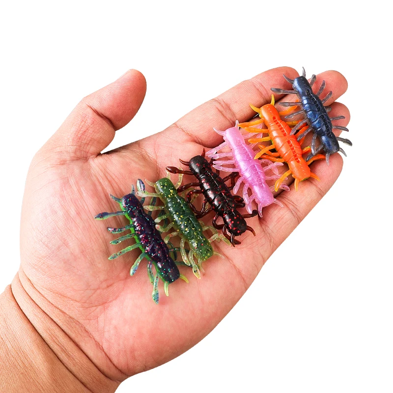 Palmer 4cm 2g 4pcs/box artificial soft shrimp fishing lure soft lobster fishing bait TPE lures with sequins saltwater freshwater