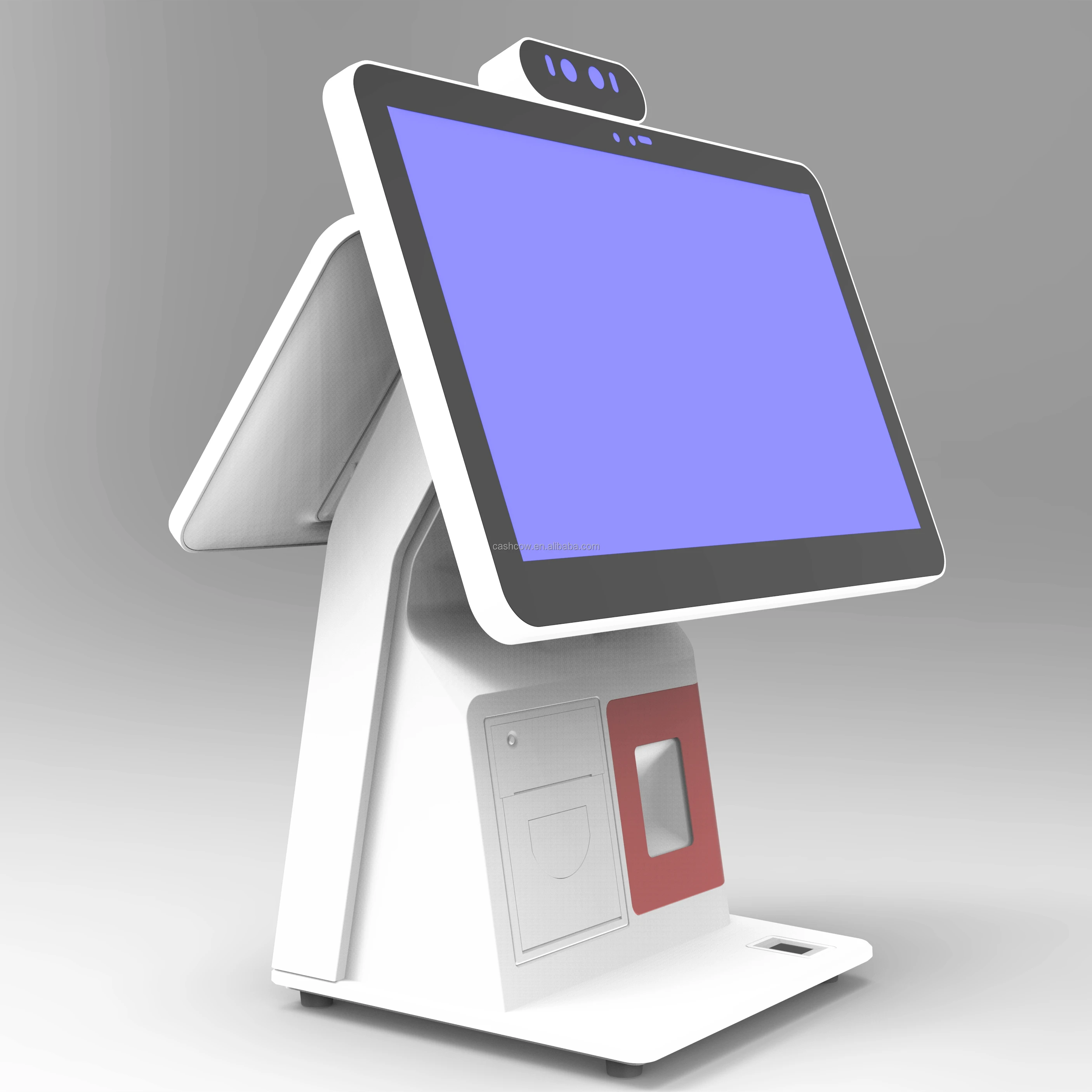 New Arrival Cash Register Aluminum Alloy Pedestal 15.6+11.6 Inch Windows 7/8/10 All In One POS System