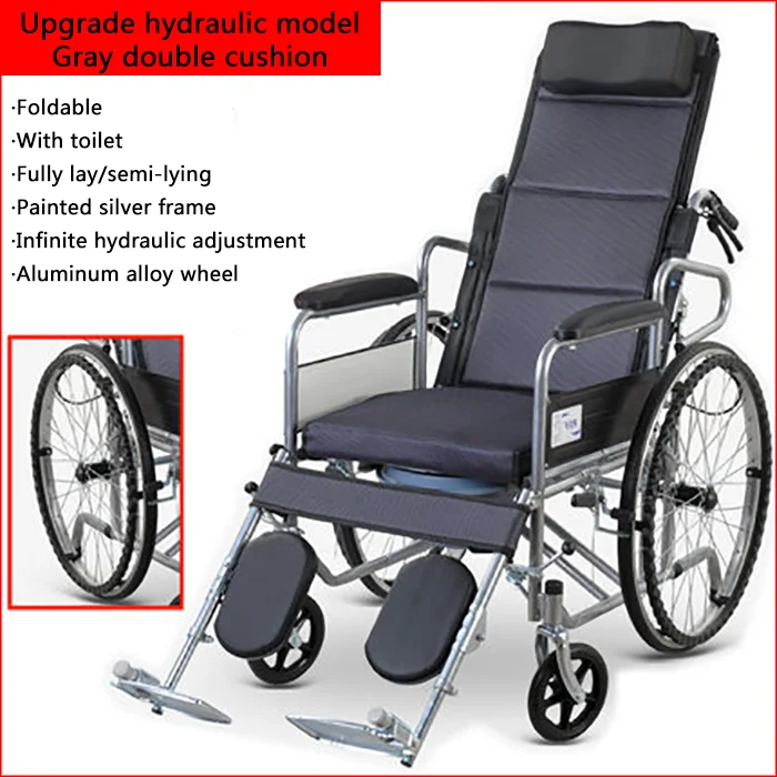 High-quality hydraulic adjustment wheelchair can lie down wheelchair for disability lightweight wheelchair
