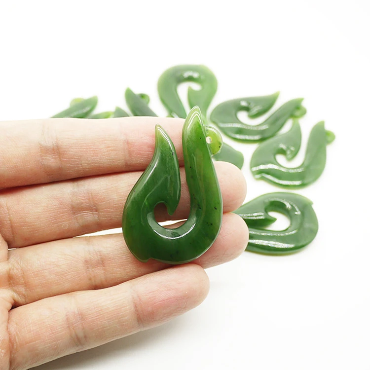 Professional supplier engraved hook jadeite jade pendant green nephrite jade