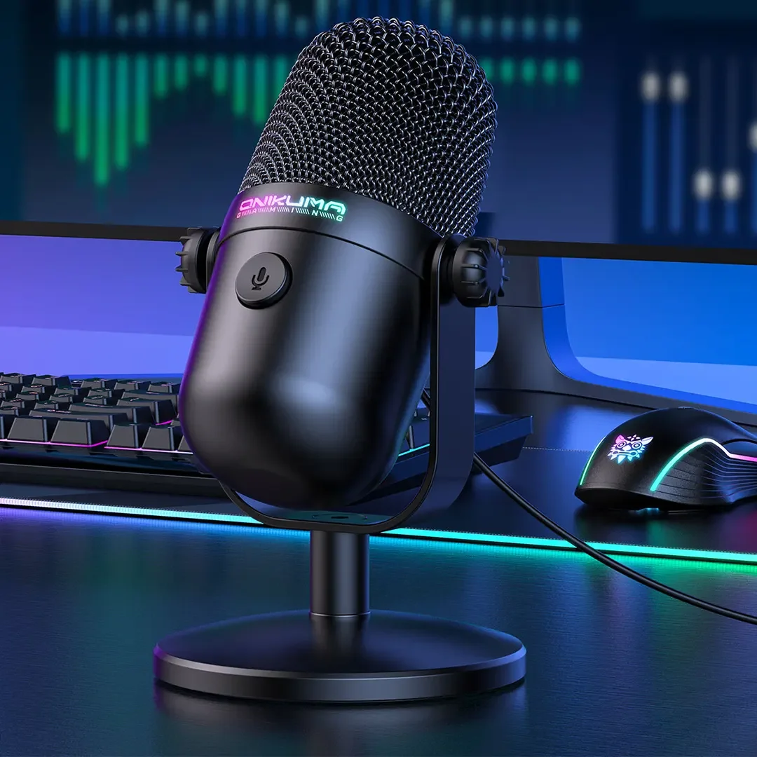 ONIKUMA M830 Wired Gaming Microphone  with Colorful RGB lighting effect