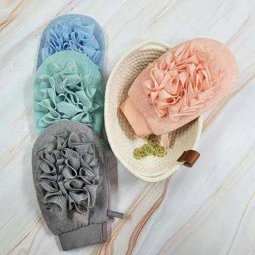Double Sided Body Bath Glove Loofah Bath Sponge Mesh Shower Pouf Bath Ball Sponge