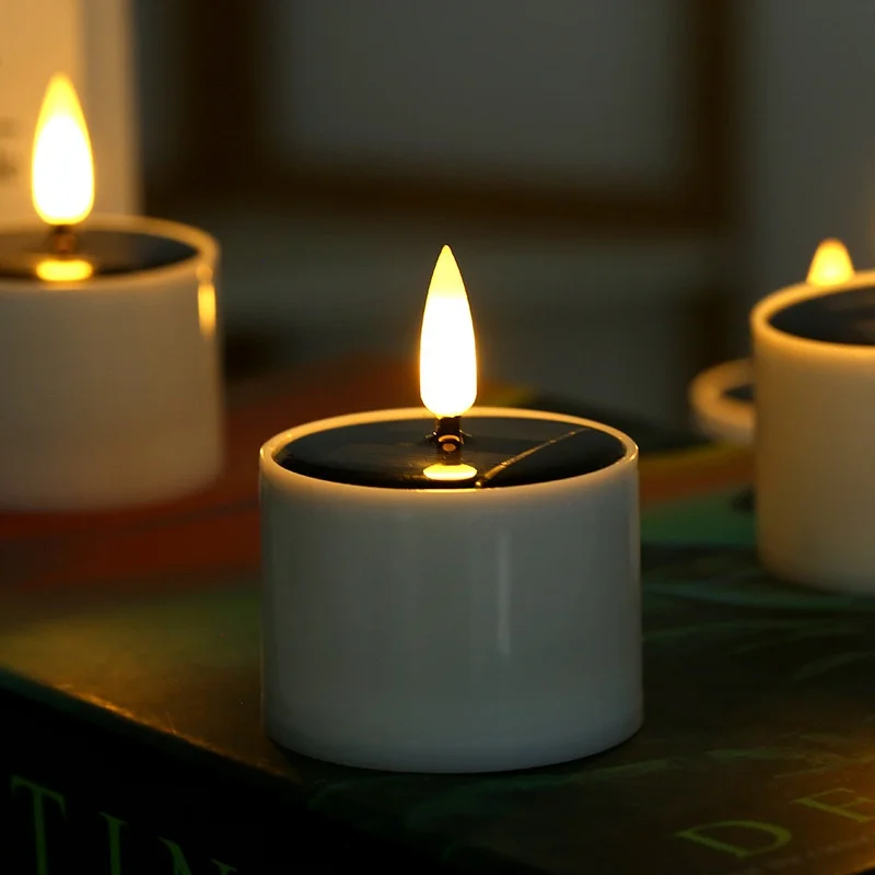 Ramadan Decorative Easter Day Led Solar Candle Lamp Flashing Solar Electronic Candle Yellow Color Lighting for Living Room Decor