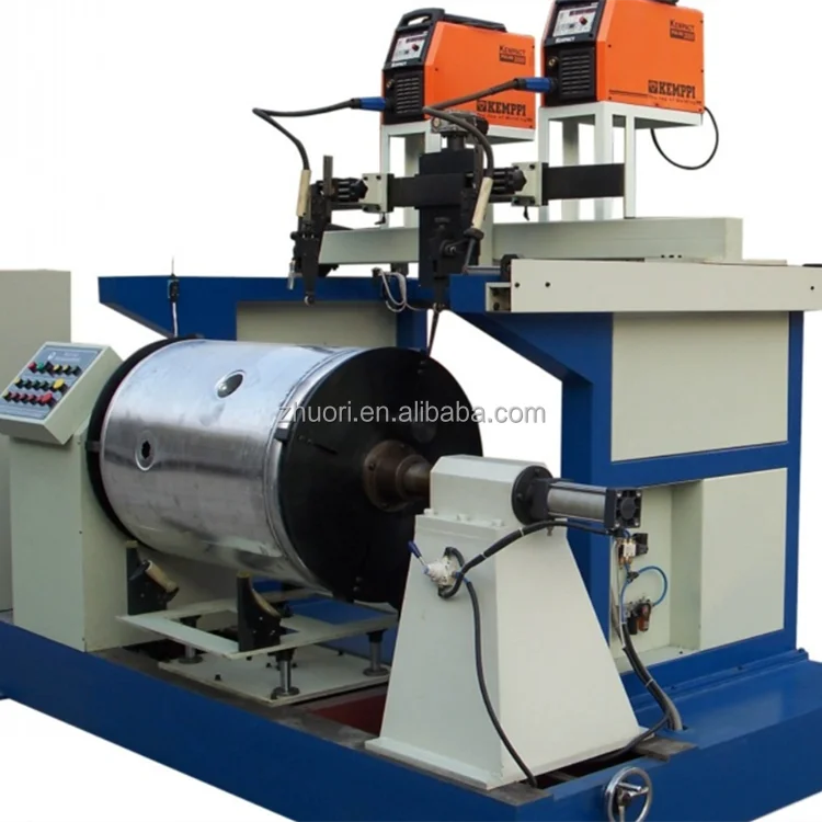 Zhuori manufactures high quality Air compressor tank welding machine automatic MIG welding double tank head round seam welder