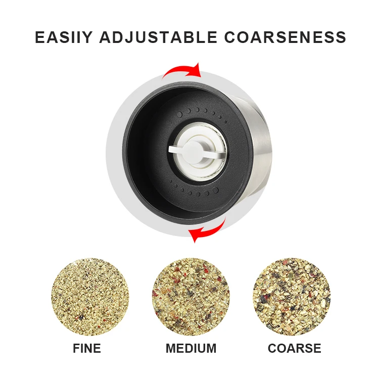 Kitchen Gadgets  2-in-1 Stainless Steel Pepper Mill Salt Grinder Salt and Pepper Spice Mill Manual Pepper Grinder
