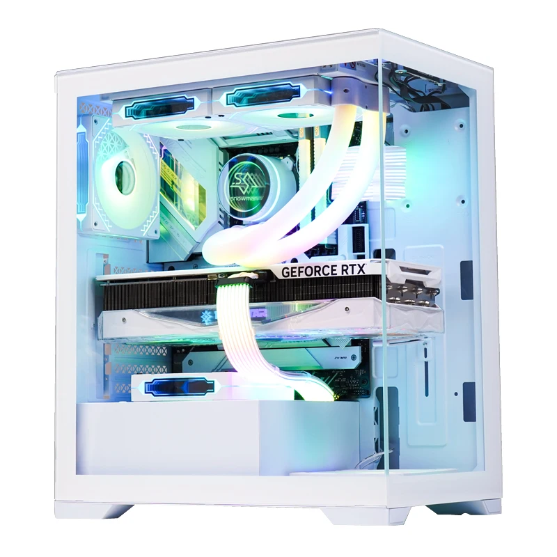 Снеговик 007 М-ATX Mid-Tower корпус для компьютера с полным спектром двойного закаленного стекла игровой ПК чехол поддерживаемый до 240 мм Корпус жидкого охладителя
