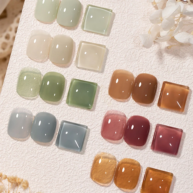 Crystal Glass Gel Nails Non Toxic Natural Color Pink Nude Jelly Translucent Gel Polish Custom Logo Nail Polish Gel Wholesale
