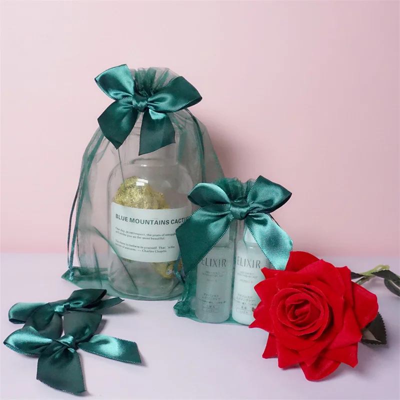 Custom printing logo organza gift bags drawstring pouch