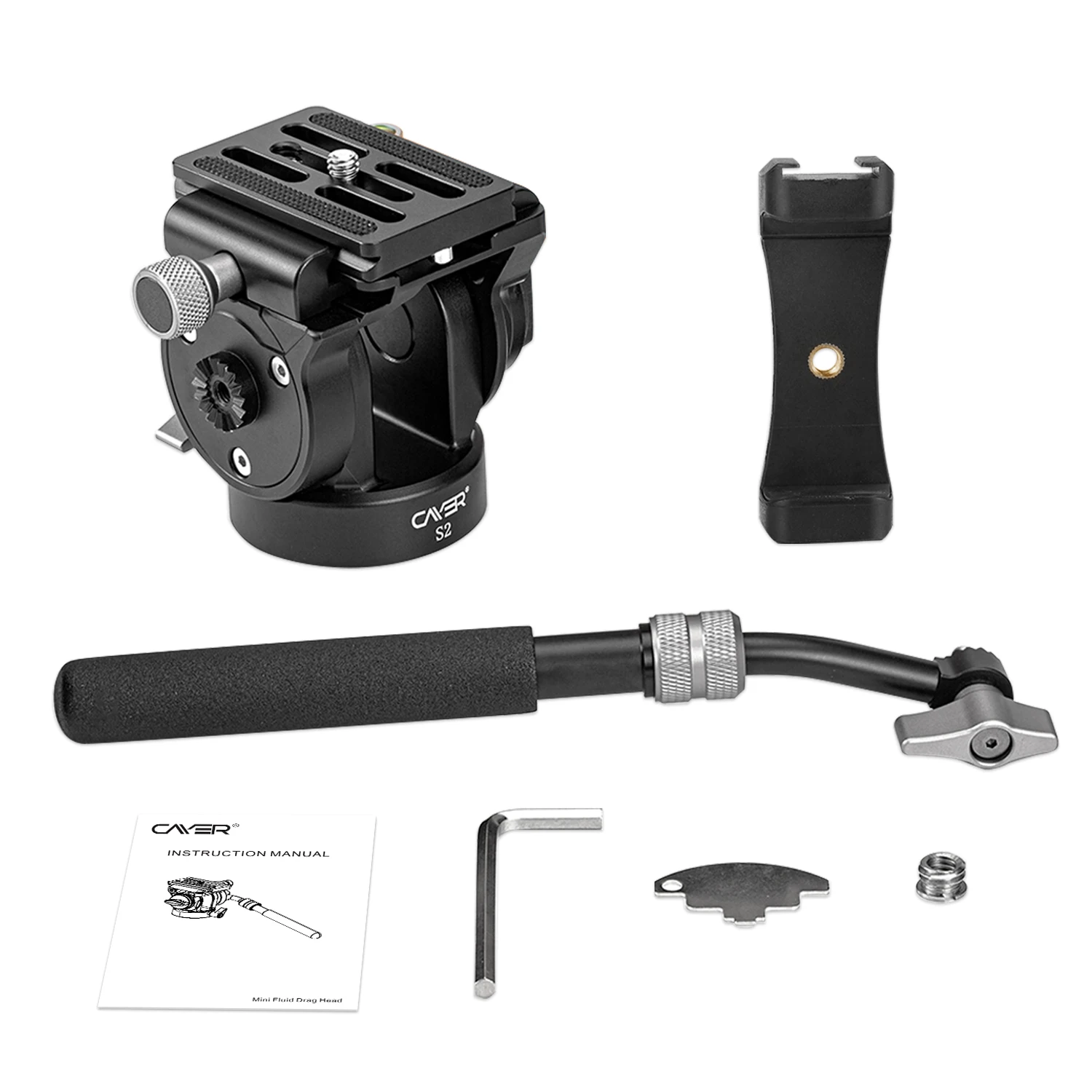 Cayer S2 Aluminum Professional 360 Panoramic Tripod Mini Fluid Head for Camera & Mobile Phone, 3KG Load Fluid Head