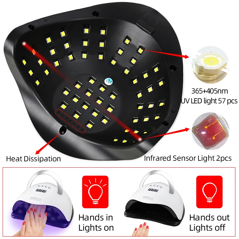 oxxi Hot Selling 180w SUN X7 MAX Double Hands UV Nail Dryer Lamp Gel LED Lamps