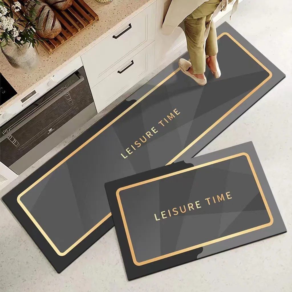 Non Slip Heat Resistant Anti Fatigue Custom Printed Oil Proof PVC Printing Plastic Floor Area Rugs Set Washable Kitchen Mat