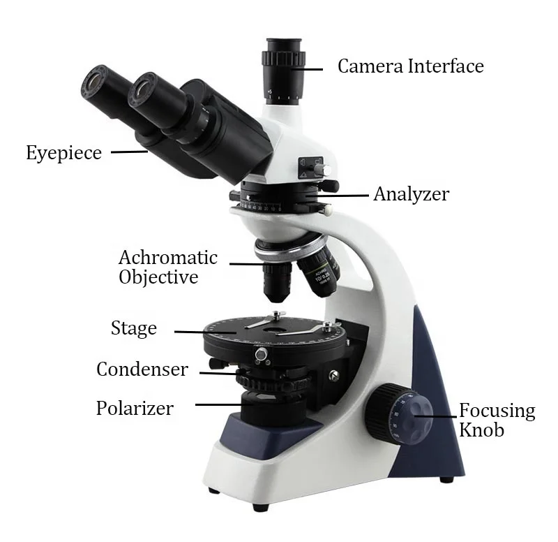 PLJ-137A 40X~1600X Easy Operation Powder Crystal Trinocular Standard Polarizing Microscope with LED Light Source