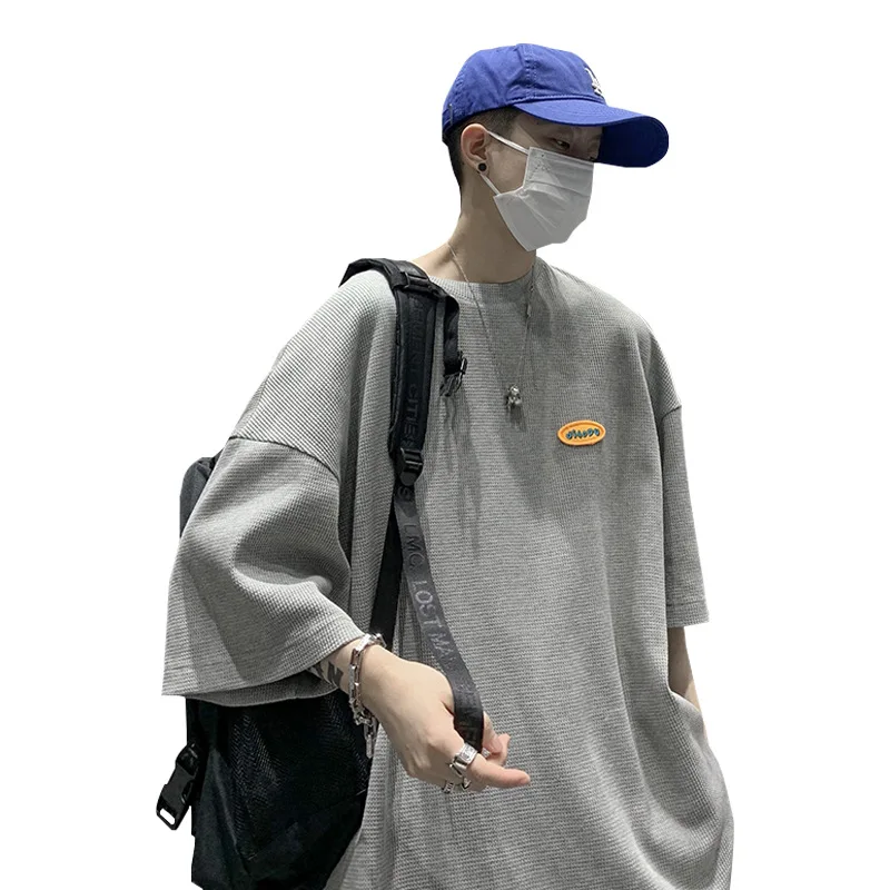 Loose casual solid color short sleeve young student round neck T-shirt