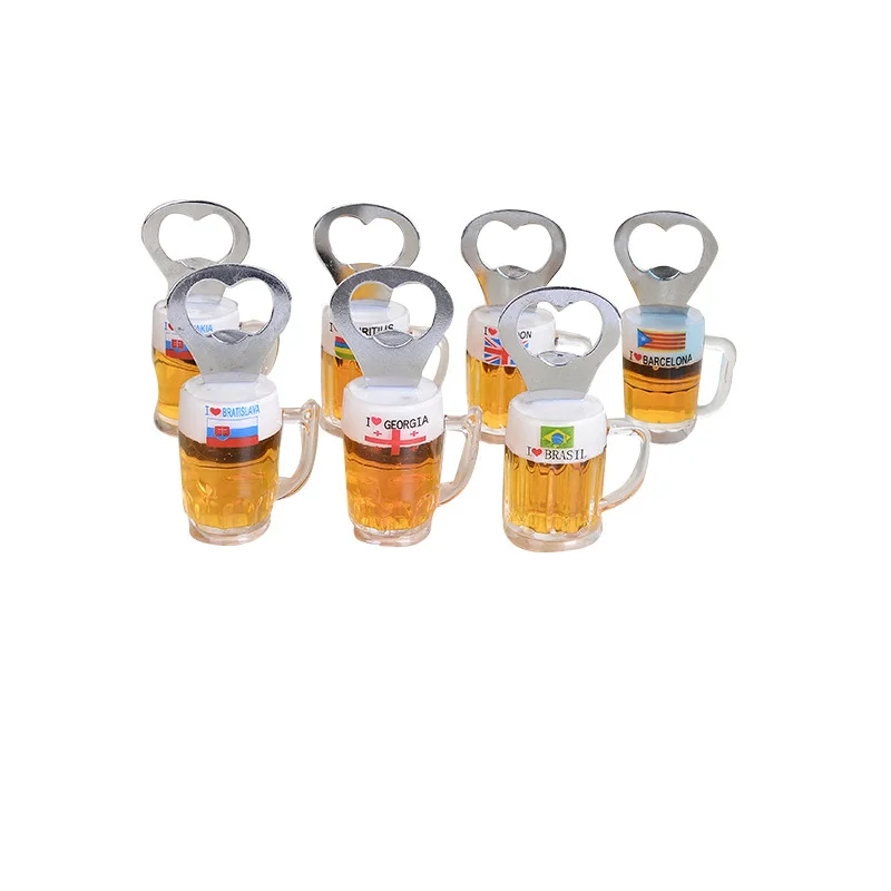 Hot selling promotion custom fridge magnetic beer cup bottle shape opener