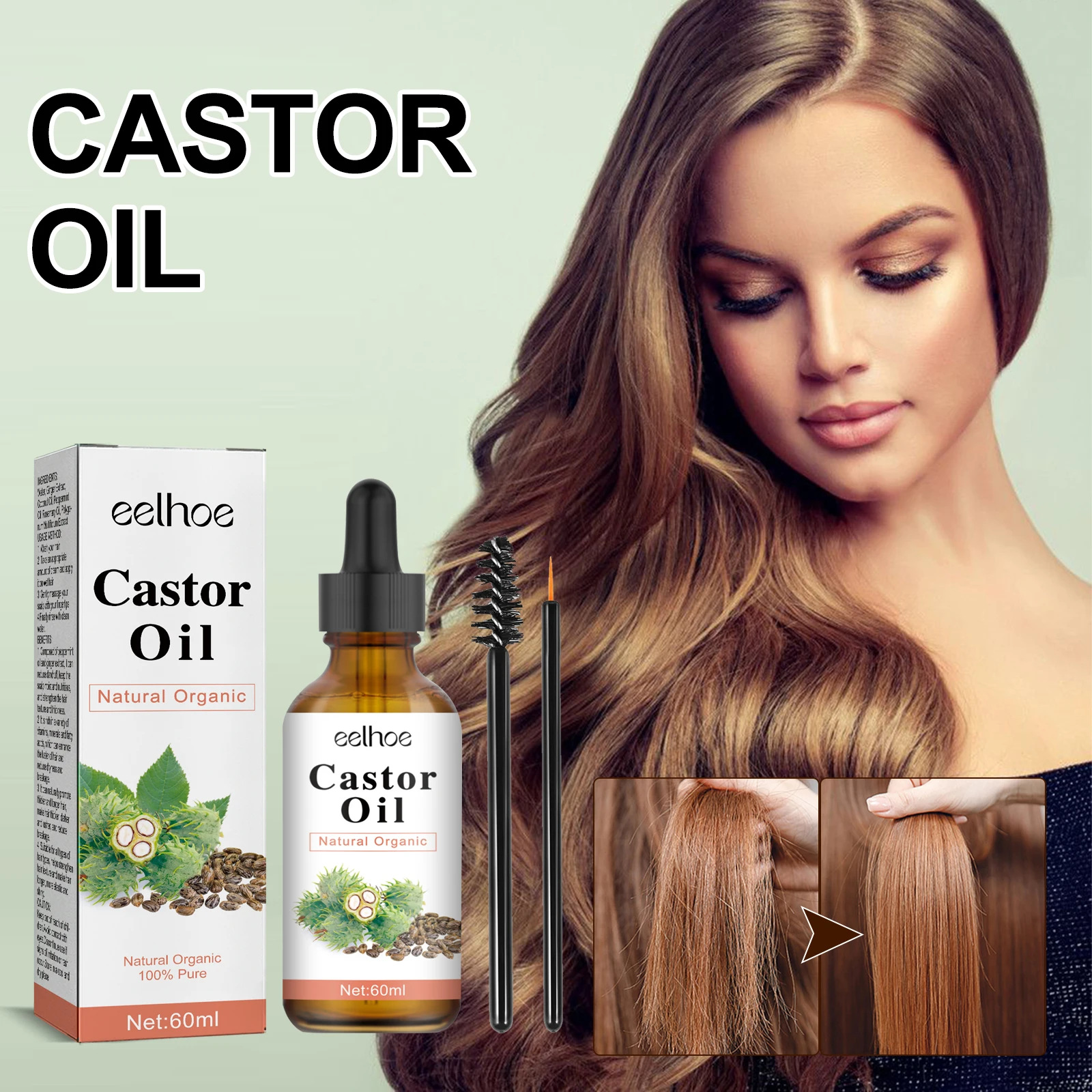 EELHOE Organic Castor Oil Natural Formula Castor Oil Strengthening Pressing Black Castor Oil