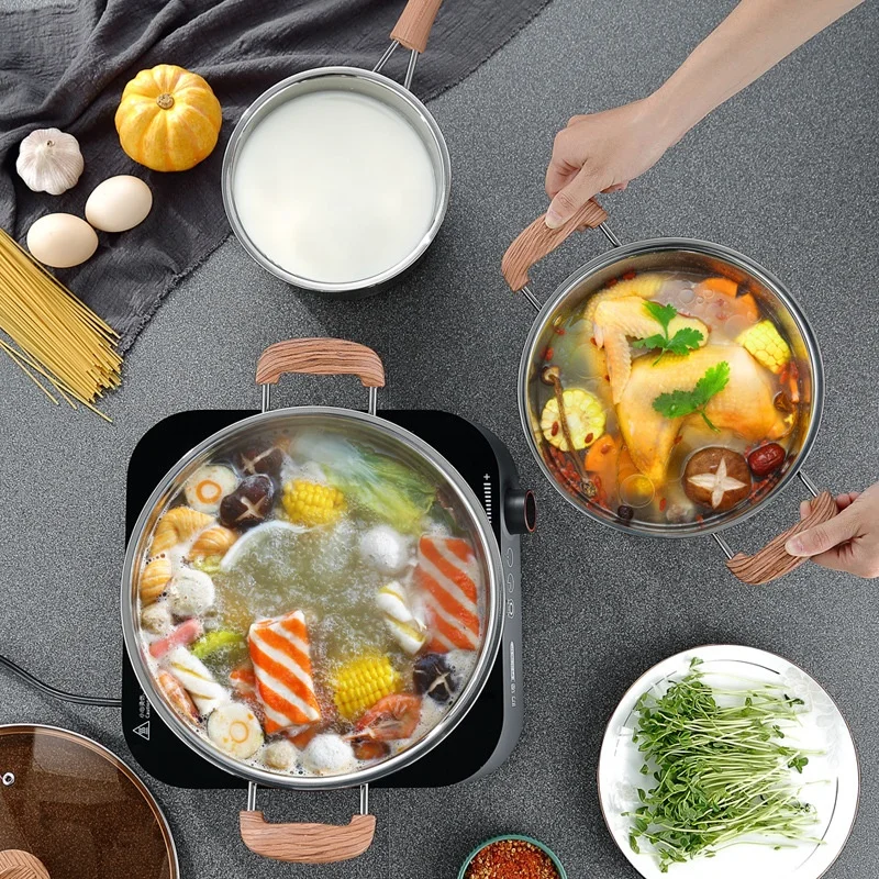 6 Pcs Hot Selling Stainless steel 304 Thick panela Cookware sets Cooking Pot Set non-stick cookware with glass lid