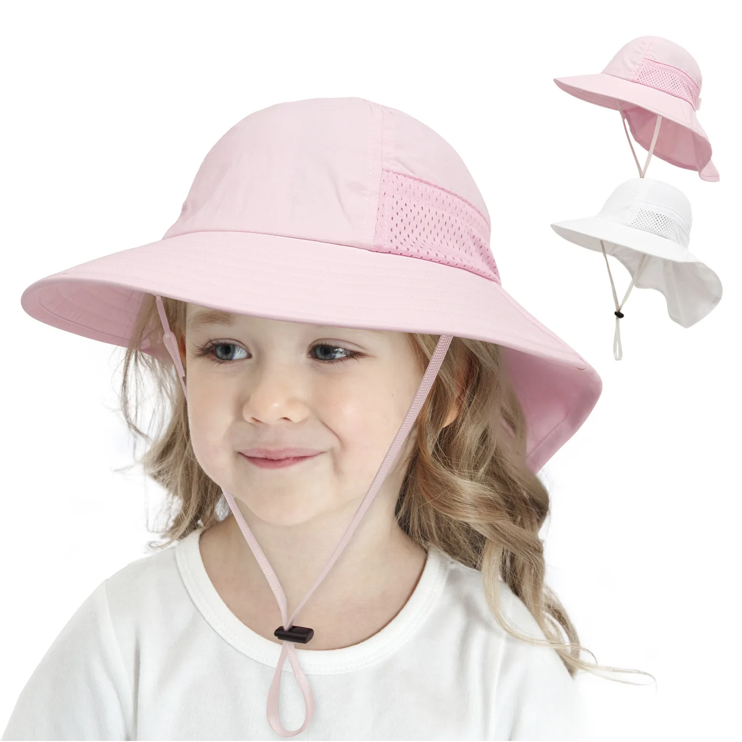 New summer lightweight breathable mesh sunscreen hat for boys and girls adjustable Bucket hat