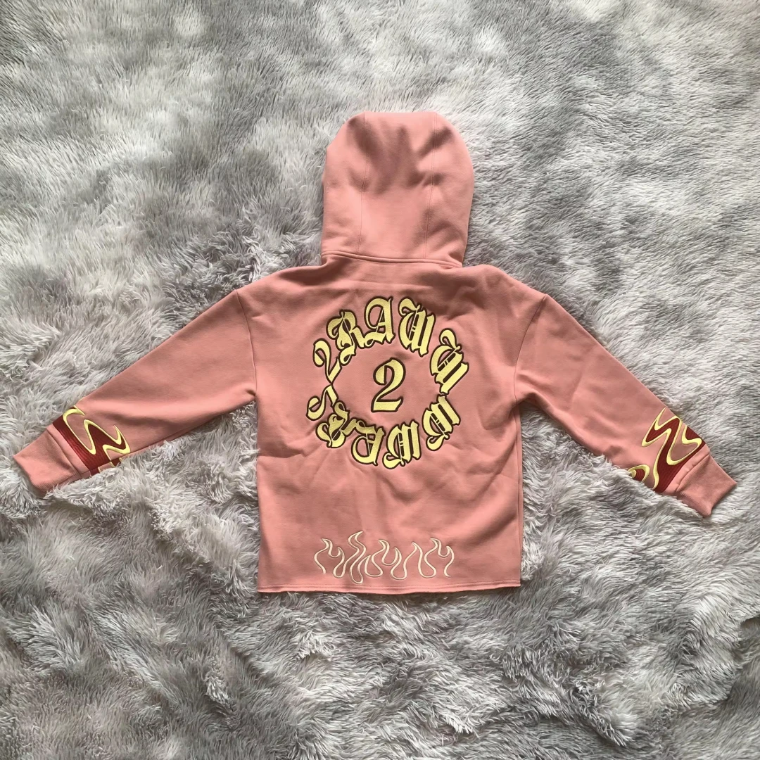 DENIMGUYS Custom Logo 100% Cotton Streetwear Pullover Mens Screen Print Raw Hem Oversize Hoodies