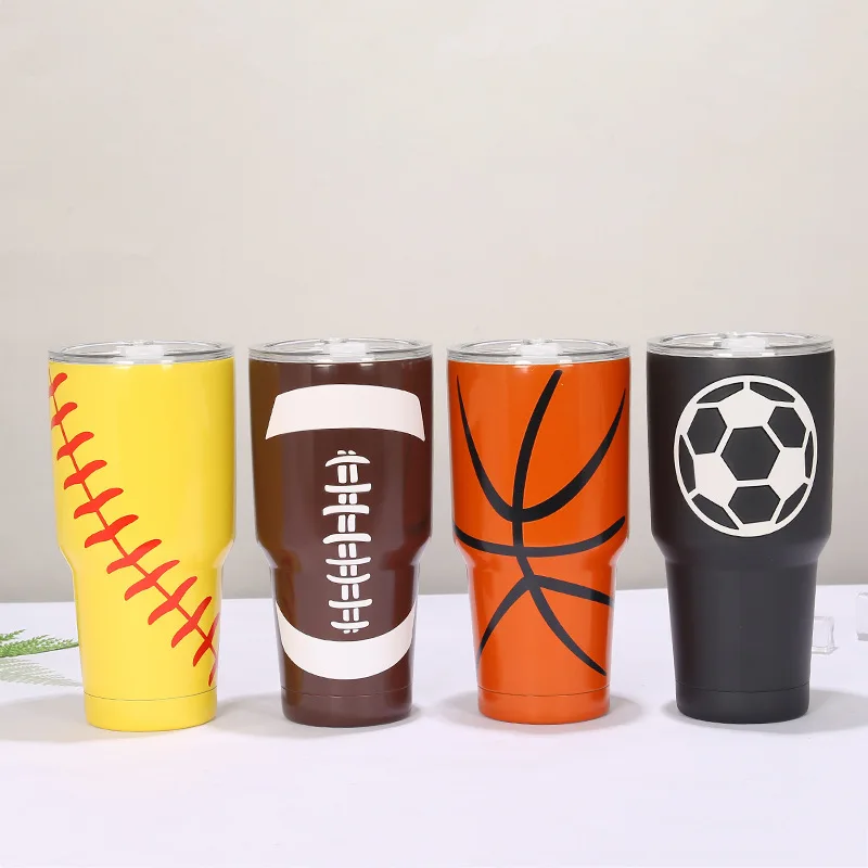 new product Double Wall  20oz 30oz cup outdoor mugs stainless steel baseball sport tumbler basketball football tumbler