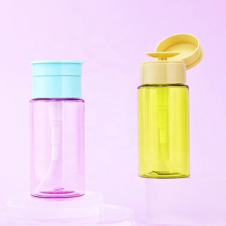 Luxury Empty 100ml Skin Toner Plastic Bottle Push Down Eye Makeup Nail Polish Remover Pump Dispenser Bottle
