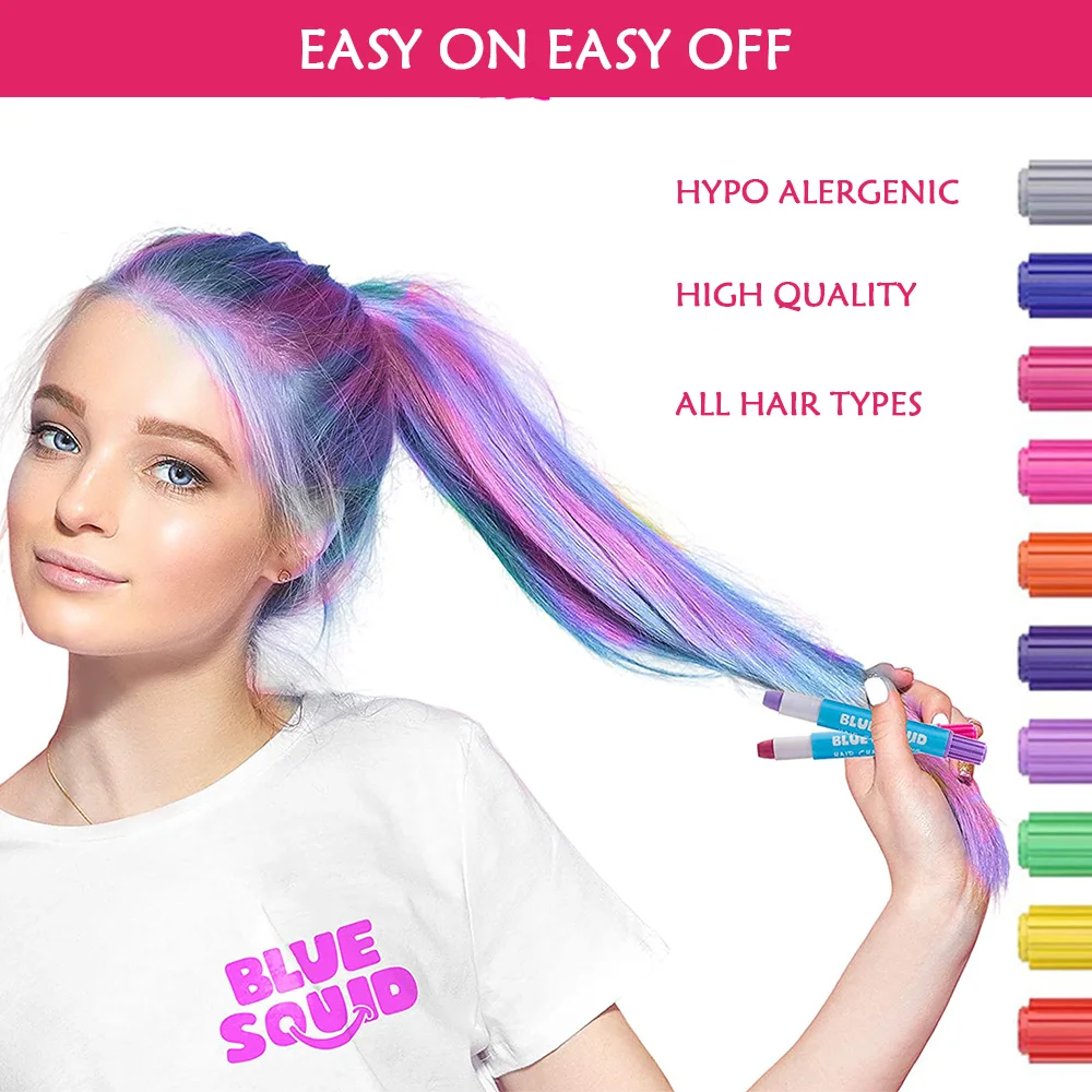 Hot Sale Water Washable Bright 12 Colors Magic Hair Set Temporary Hair Chalk For Women And Children