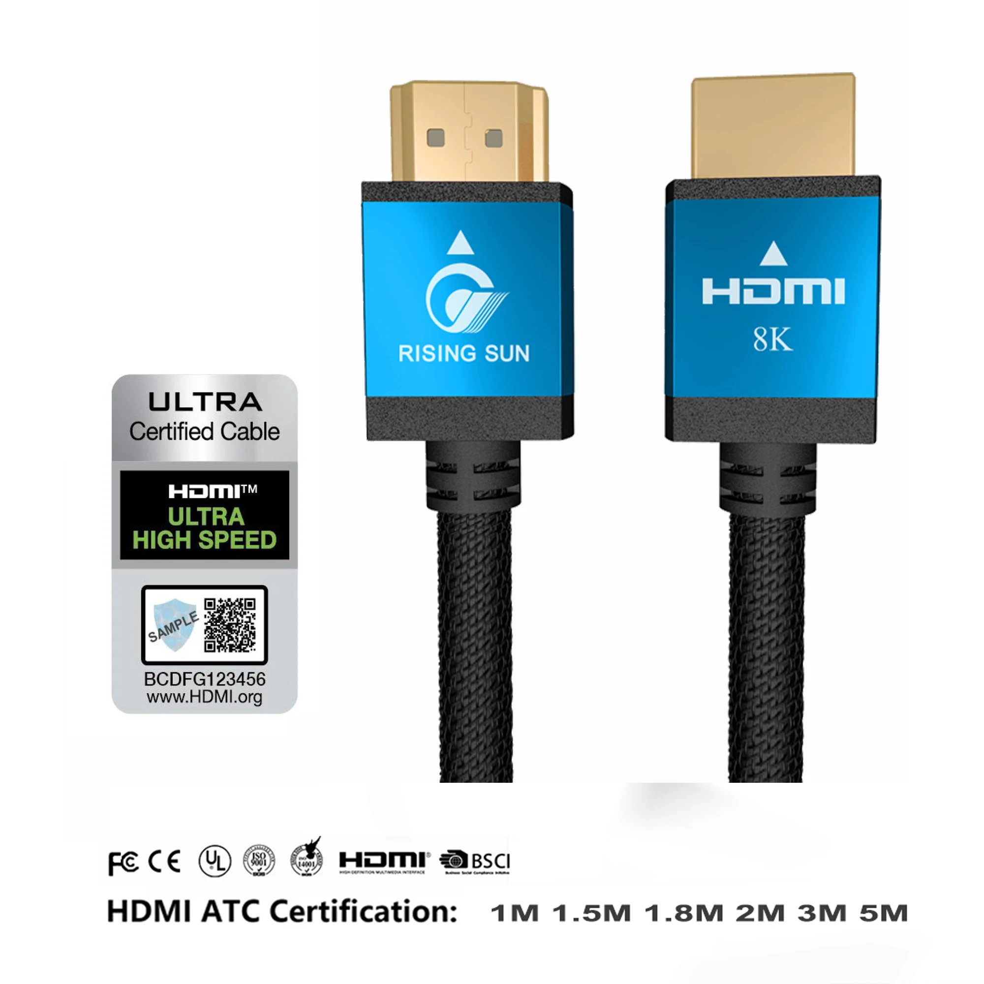 OEM CE UL FCC RoSH Kabel 8K V2.1 4K V2.0 3D HDR 1M 1.5M 1.8M 2M 3M 5M 2.1 HDMI Cable