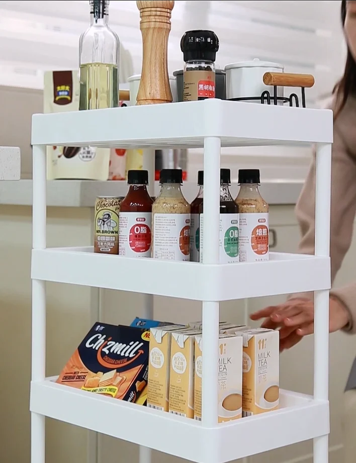 Plastic kitchen tool 4-tier wheels rotating salon hair color tube flower spray bottle narrow space storage holders & racks