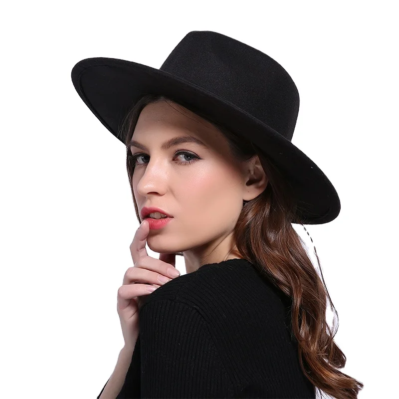 CLIMATE Women Jazz Fedora Cowboy Hat Ladies Jazz Hats for Woman Man Fedoras Cap Fashion Polyester Woolen Cap Hat Cowboy Fedora