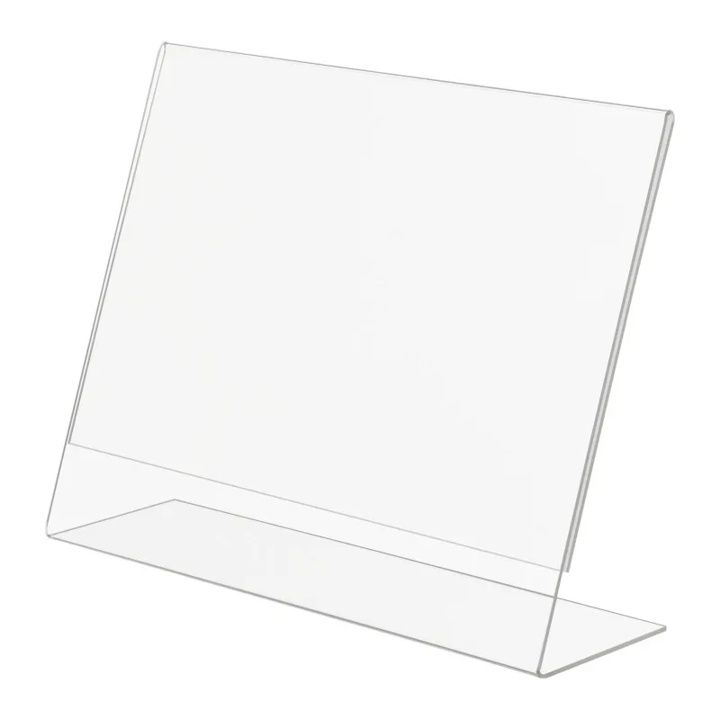 High Quality Custom Print Slant A4 Size Transparent Acrylic Table Top Poster Holder Price Sign Table Sign For Office