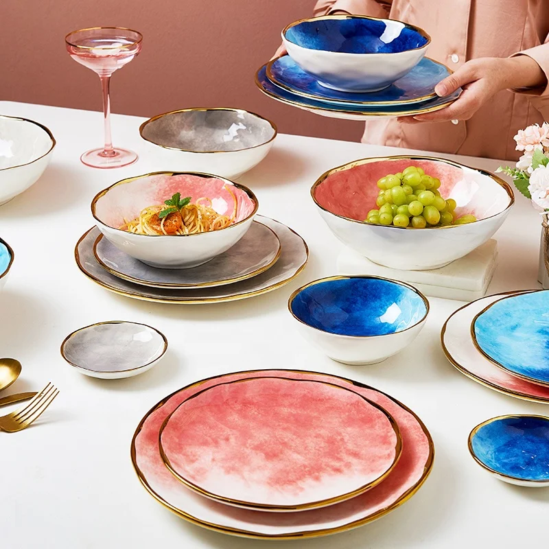 Creative European Style Light Luxury Ceramic Tableware Set Household Phnom Penh Bowl And Plate Saucer Dish