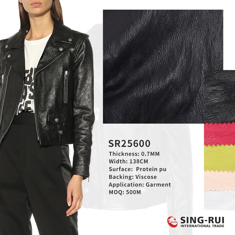 Free sample environmental friendly protein waterbase  protein pu leather products viscose backing recycled fabric for garment