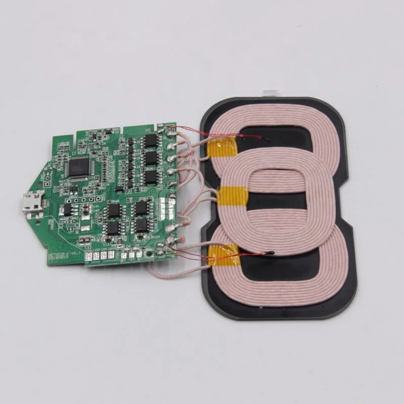 Power bank PCB 3 coil qi wireless charger transmitter electronics board PCBA assembly 10w circuit PCB