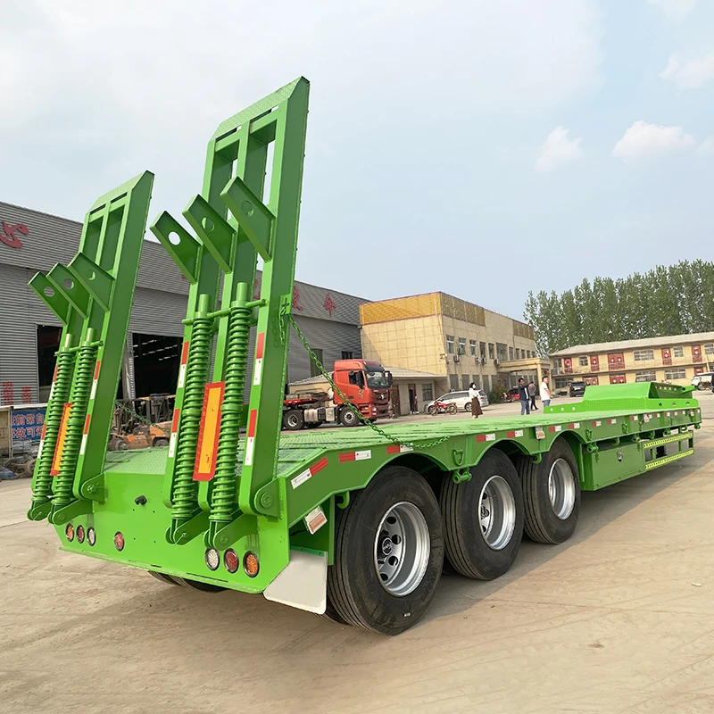 50 ton 60 ton 80t 100 ton 18m 3 Axles Hydraulic Lowbed Lowboy Low Bed Loader Semi Trailer